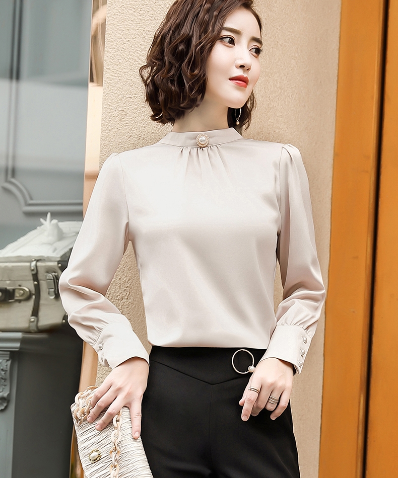 áo sơ mi nữ công sở dài tay , áo lụa ngọc trai - TA99