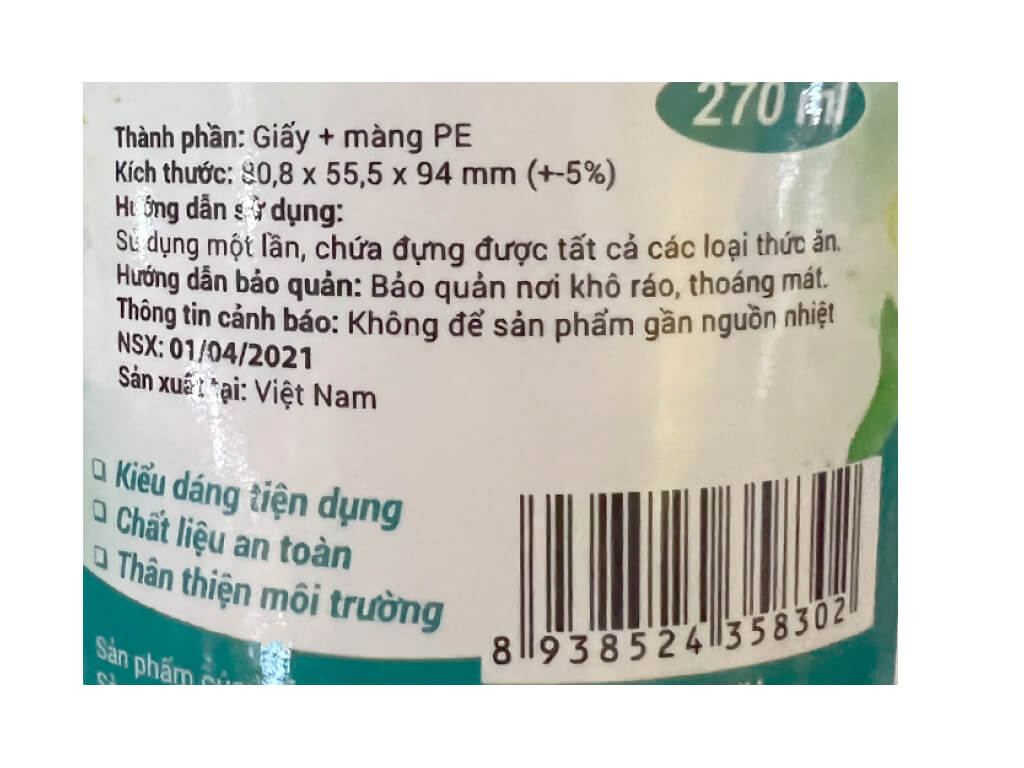 LY GIẤY IN HÌNH BHX 270 ML (9OZ) 10 CÁI
