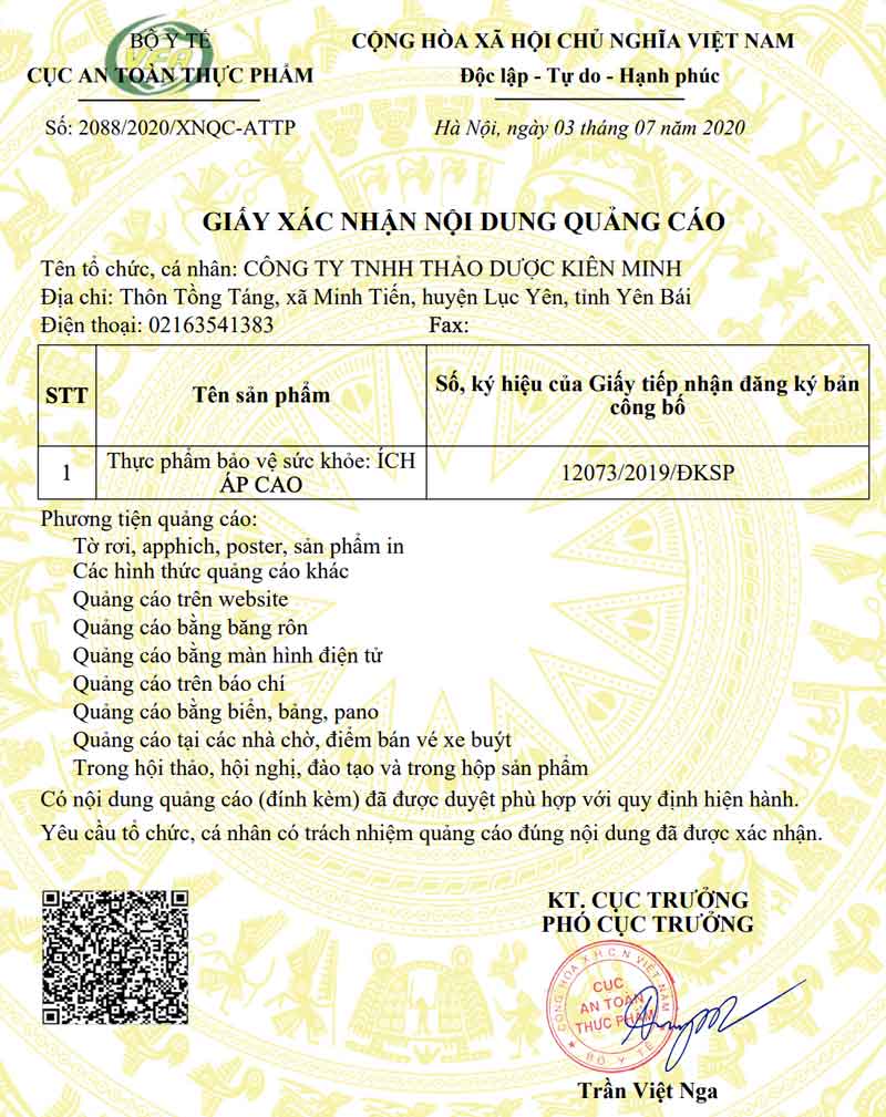 ÍCH ÁP CAO - Chính hãng Kiên Minh