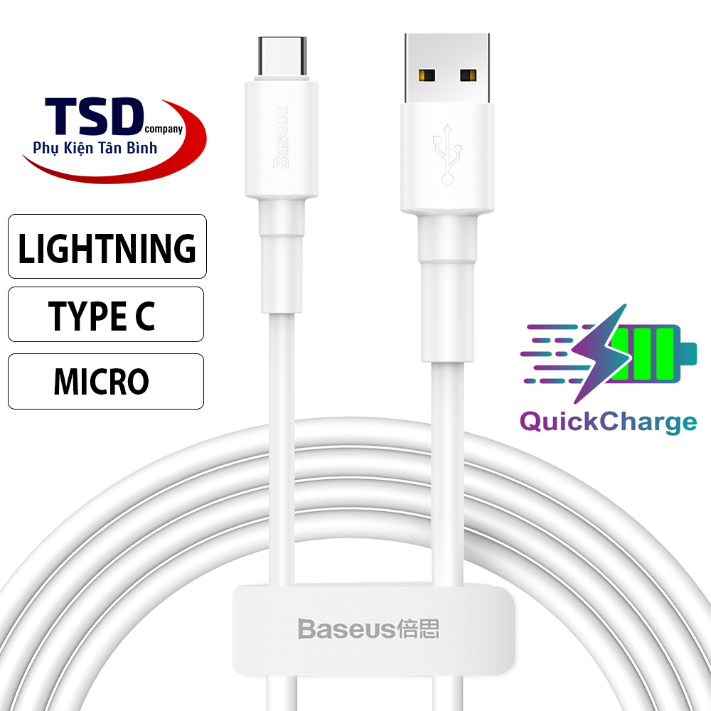 Cáp Sạc Nhanh Siêu Bền Baseus Mini White Dùng Cho Smartphone Tablet ( Quick Charging & Sync Data TPE Cable )