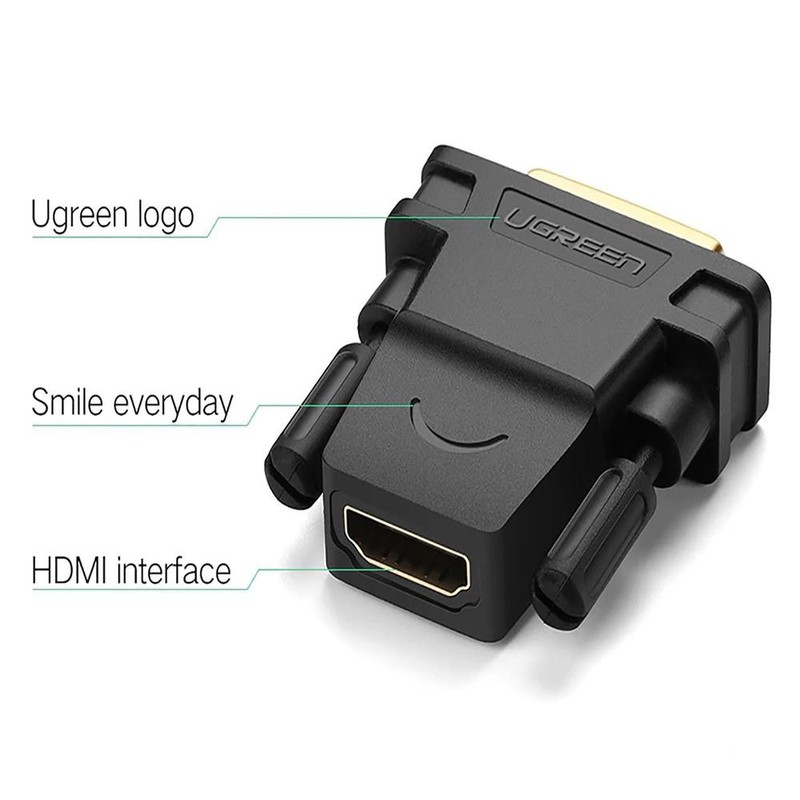 Đầu chuyển đổi cổng HDMI cái sang DVI-D (24+1) đực UGREEN 20124 (màu đen)