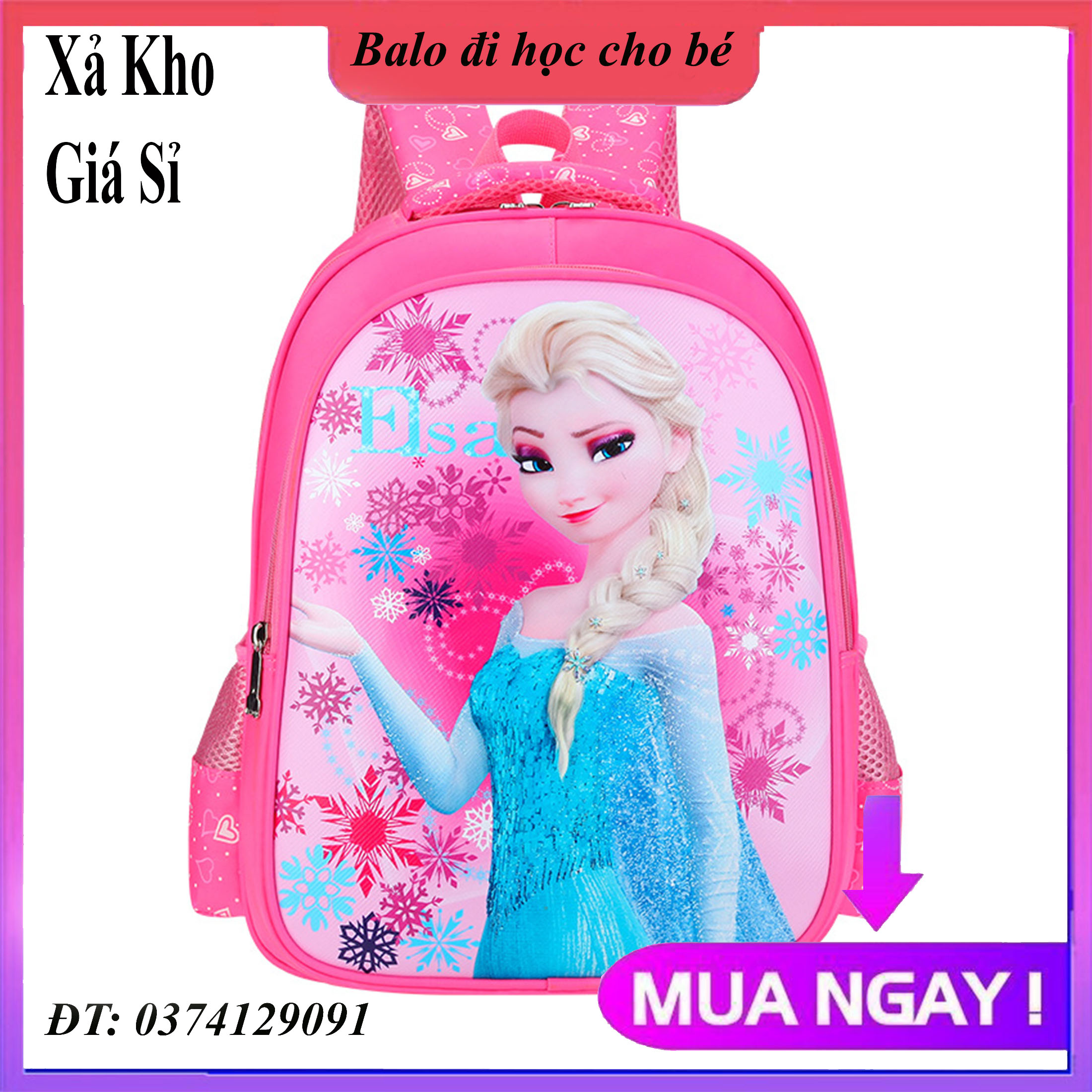Balo Học Sinh Tiểu Học Cho Bé Gái Bé Trai Nhiều Ngăn, Cặp Sách Trẻ Em Cấp 1 Cho Bé Đi Học Họa Tiết Hoạt Hình Balo bé gái công chúa Sofia siêu đẹp dành cho bé lớp 1 - lớp 3 được làm bằng chất vải dù chống nước