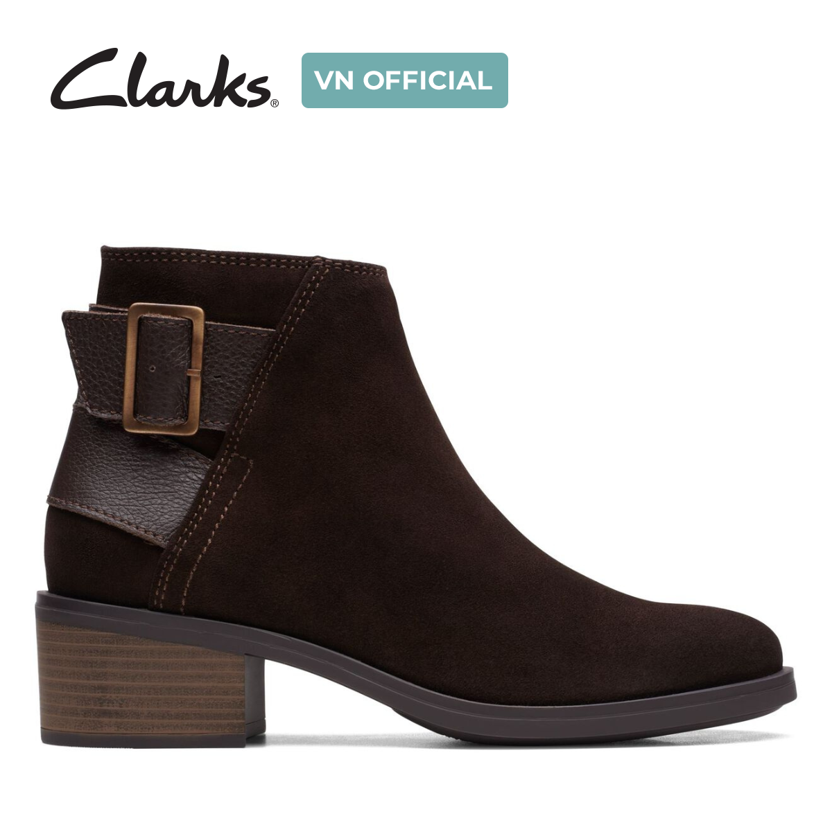 Giày Bốt Cao Gót Da Lộn Nữ Clarks - Memi Buckle