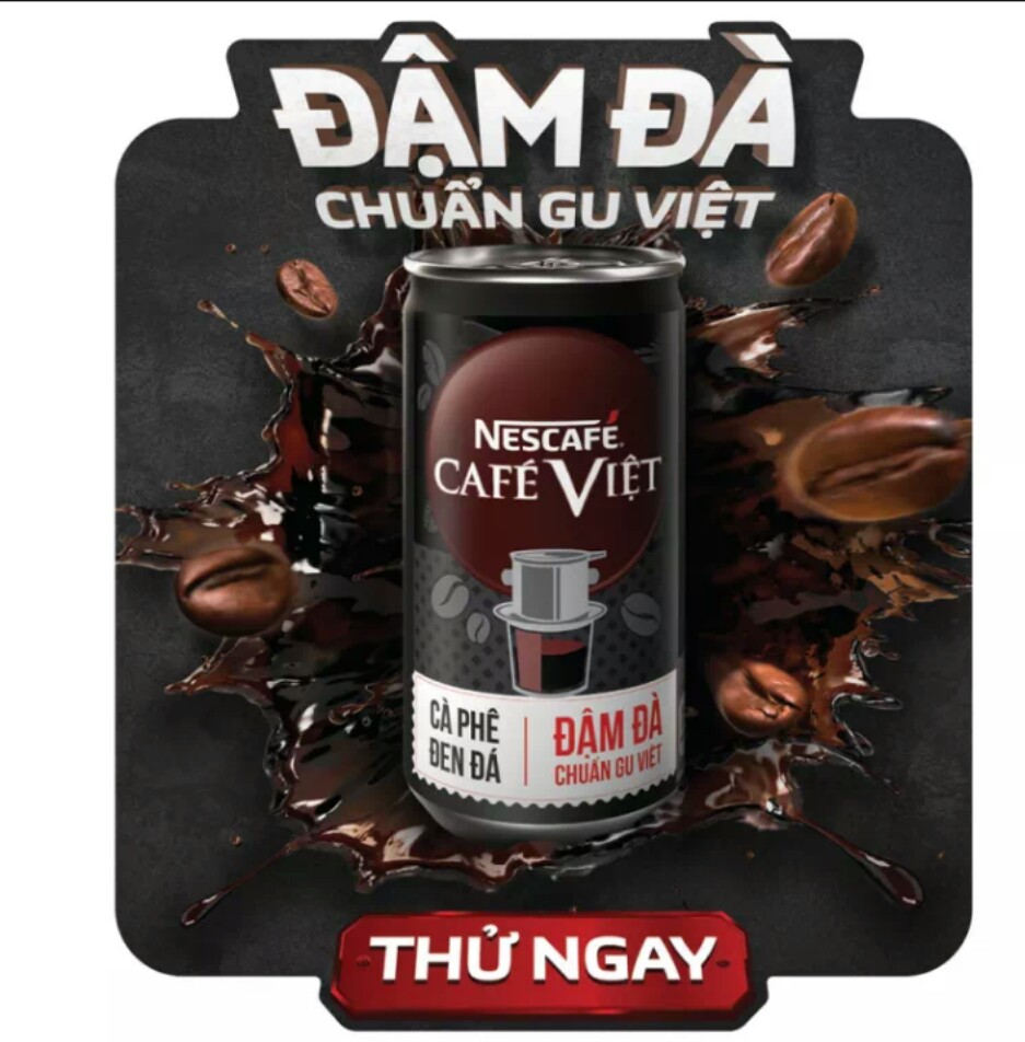Thùng 24 lon cà phê đen uống liền Nescafé café Việt (lon 170 ml)