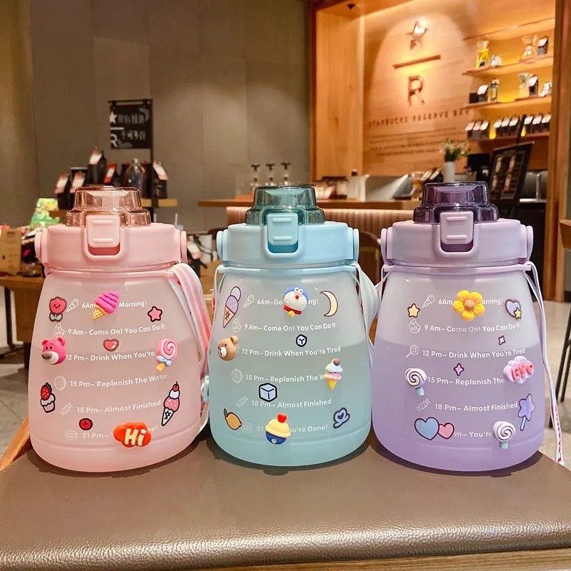 Bình Nước 1400ml,1L Cao Cấp. Bình Nước cute, có vạch chia
