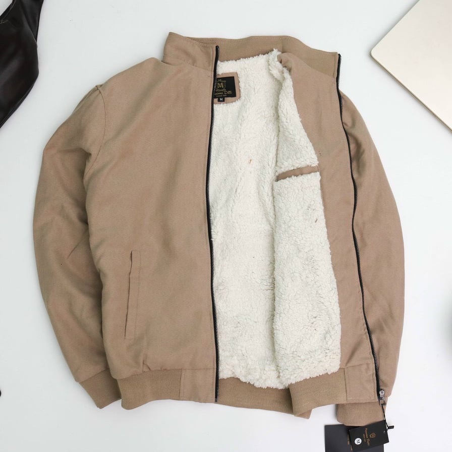 Áo khoác nam Da Lộn lót lông dày dặn toàn thân dáng ôm Menswear