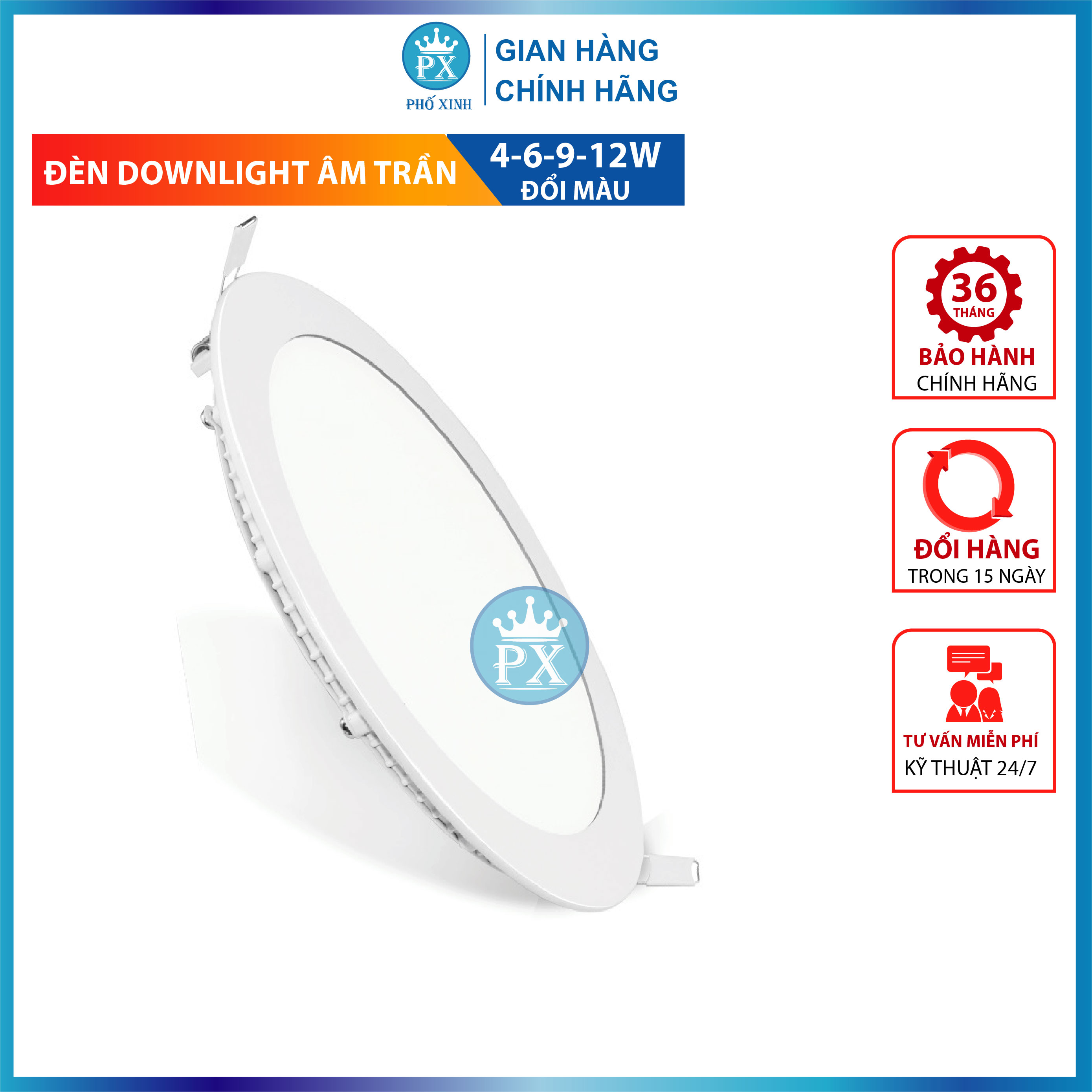 ĐÈN DOWLIGHT ÂM TRẦN SIÊU MỎNG 4W, 6W, 9W, 12W 1 CHẾ ĐỘ
