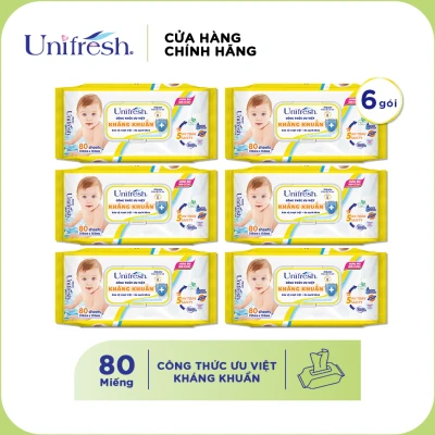 [Freeship] Combo 6 khăn ướt Unifresh Vitamin E (80 miếng)