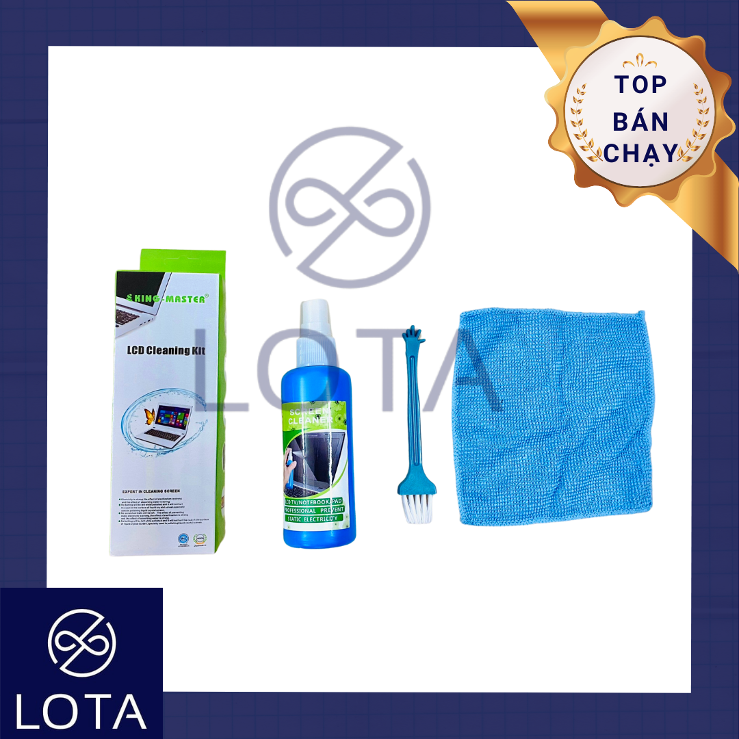 BỘ DỤNG CỤ VỆ SINH LAPTOP MÁY VI TÍNH KING MASTER combo 4 món lau chùi vệ sinh lap top tivi tv máy tính ipad dung dịch vệ sinh màn hình cọ quét bàn phím giẻ lau laptop thổi bụi laptop LOTA SHOP