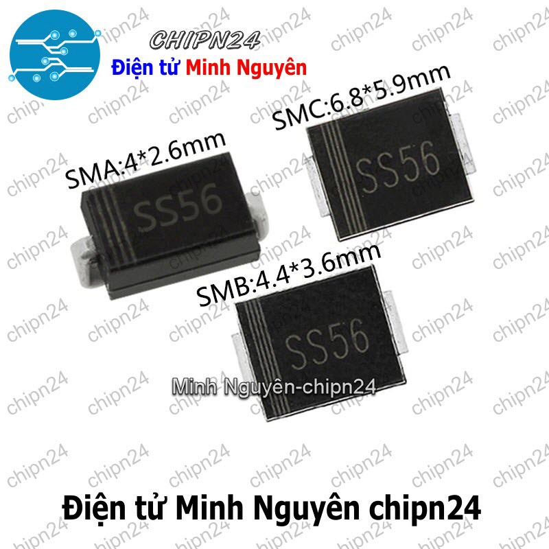 [5 con] (G7) Diode Dán SS56 SMA 5A 60V (SMD) (4.3x2.6mm) (Diode xung) - HH004094
