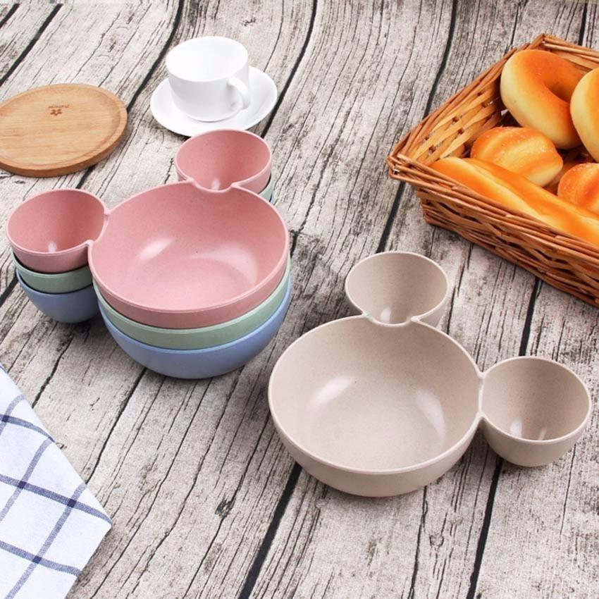 Chén đựng thức ăn 3 ngăn lúa mạch cho bé
