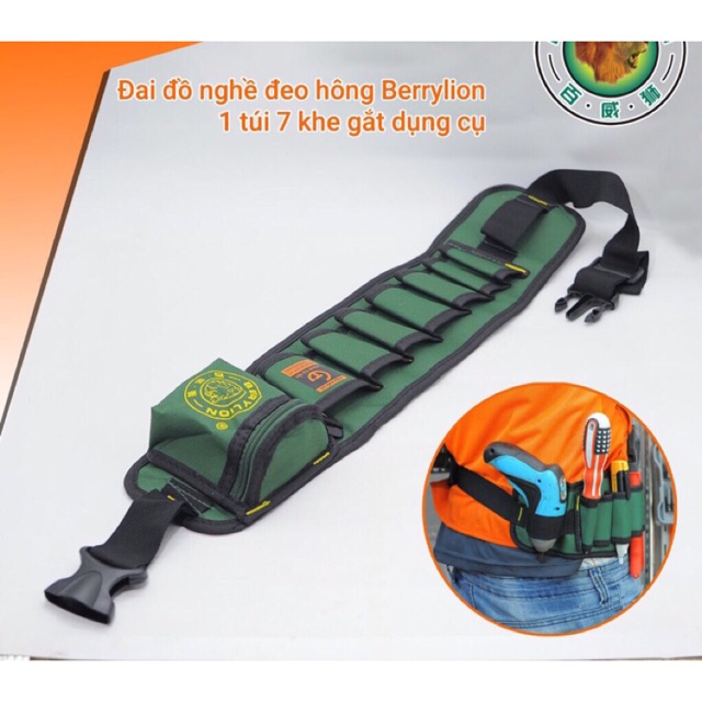 Đai đồ nghề đeo hông berrylion 1 túi 7 khe để dụng cụ