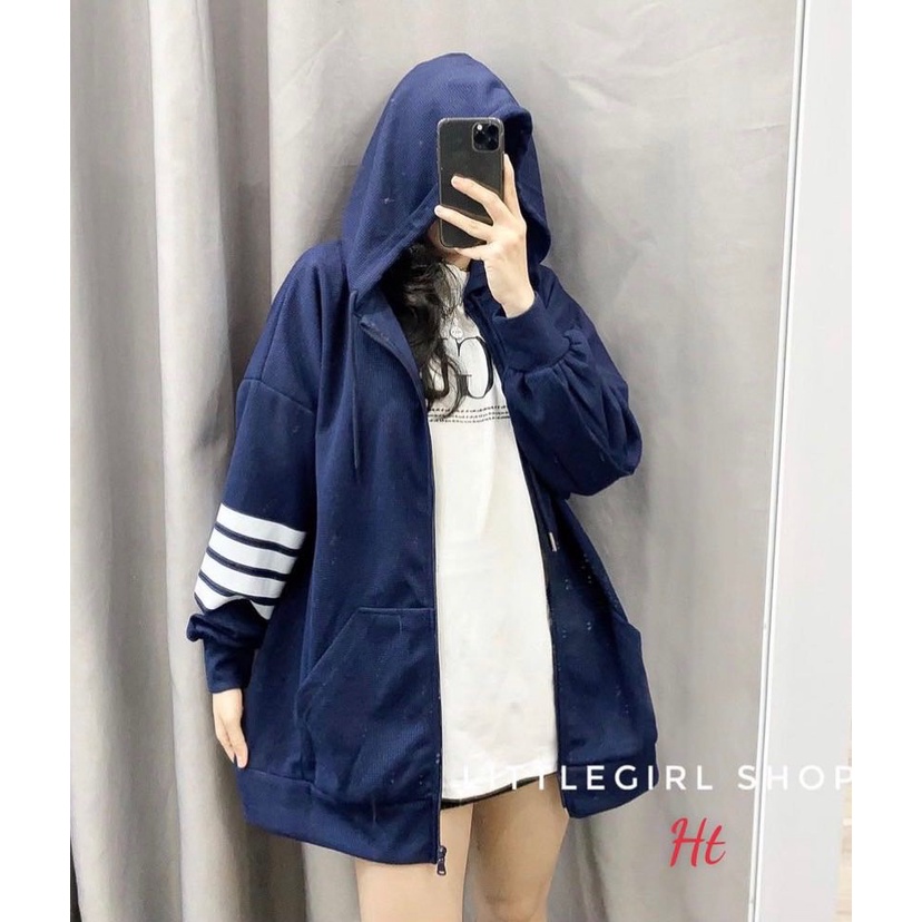 Áo khoác nỉ cotton 4 sọc tay