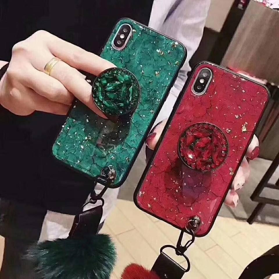 [HCM]ỐP ĐÁ NGỌC BÍCH BÔNG KÈM POP iphone X/ Xs