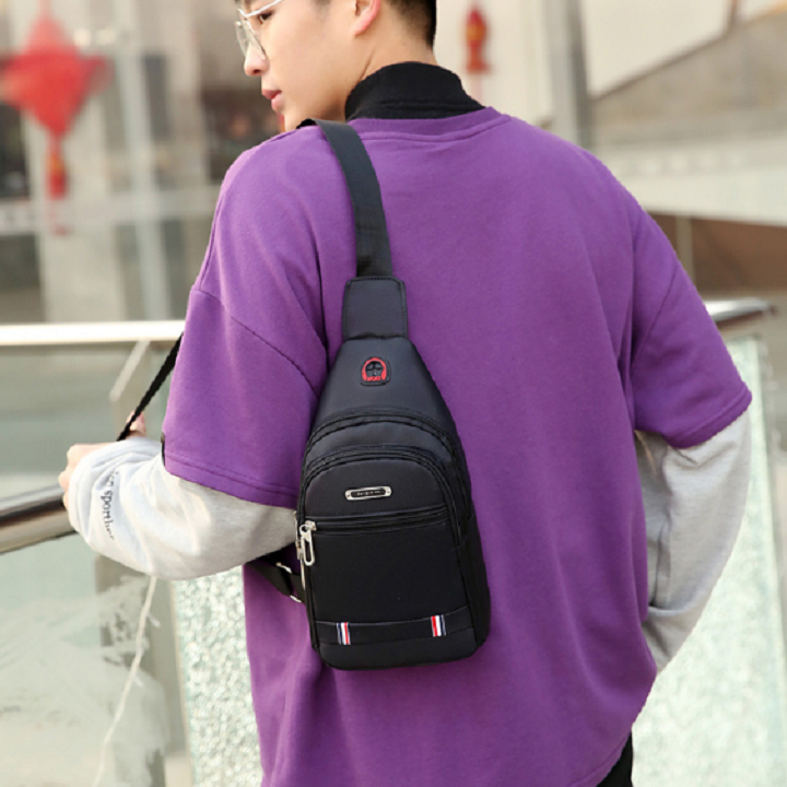 Túi đeo chéo nam vải Canvas phong cách Hàn Quốc tặng kèm ví da nam thanh lịch sang trọng