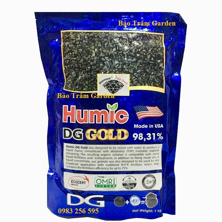 Phân bón Humic DG GOlD dạng hạt nguyên liệu nhập khẩu Mỹ gói 1kg