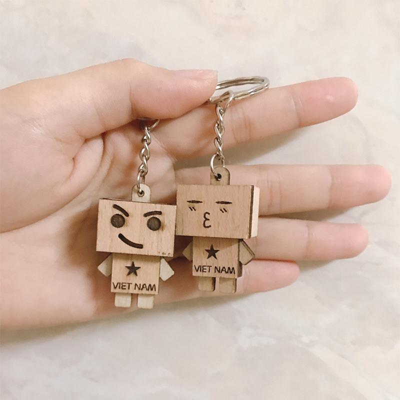 Móc khóa gỗ sắc thái kute
