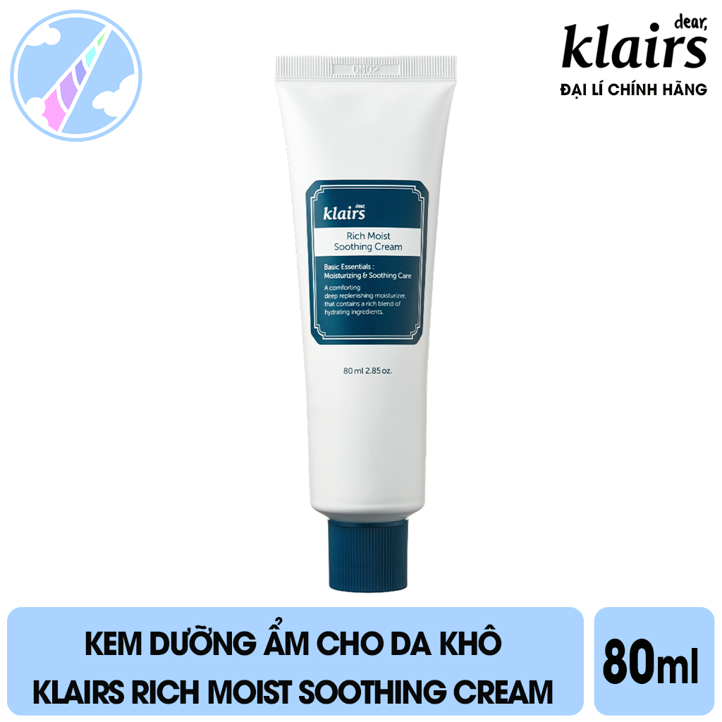 [HCM]Kem Dưỡng Cấp Ẩm Căng Mịn Cho Da Khô Klairs Rich Moist Soothing Cream 80ml