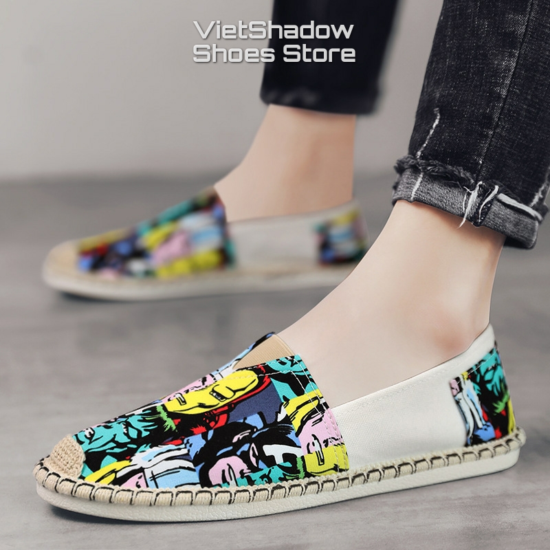 Slip on cói nam - Giày lười vải nam họa tiết - Chất liệu vải bố sợi cotton, đế cao su - Mã SP 2919/2920