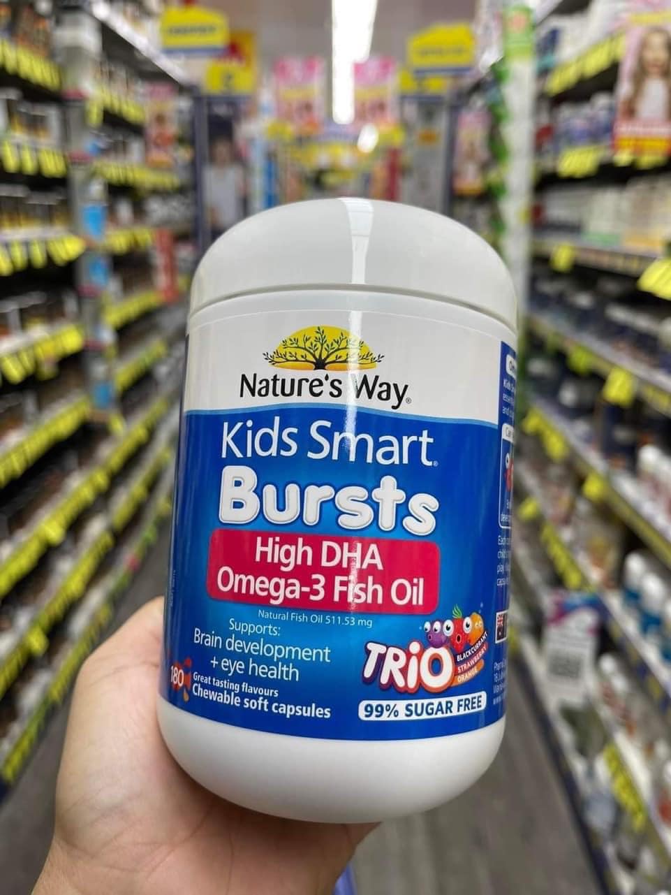 Kids Smart BURSTS  Omega 3 Fish Oil High DHA TRiO Nature's Way 180 viên CỦA ÚC
