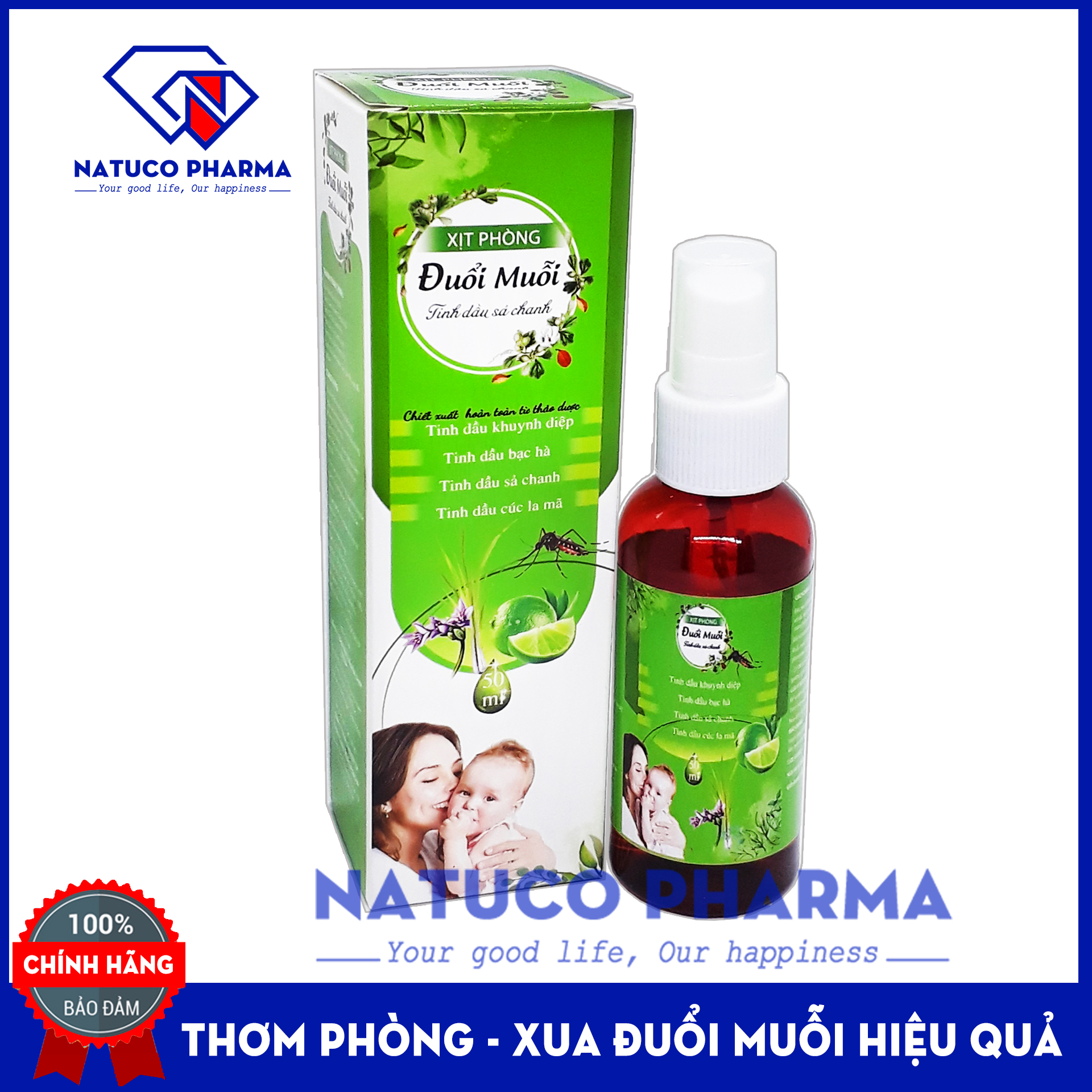 Xịt tinh dầu đuổi muỗi MOSKIL - Xịt chống muỗi cho trẻ em - hoàn toàn từ thảo dược thiên nhiên- an toàn cho trẻ sơ sinh- Hộp 50ml chính hãng