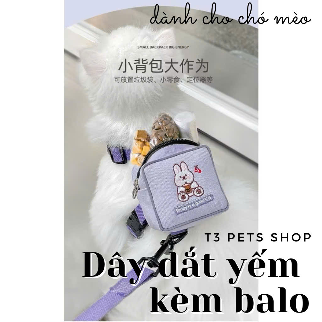 Dây dắt kèm túi balo cho chó mèo - T3 PETS SHOP