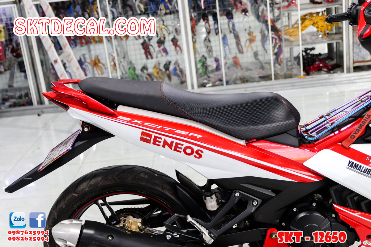 tem trùm exciter 150 trắng đỏ eneos