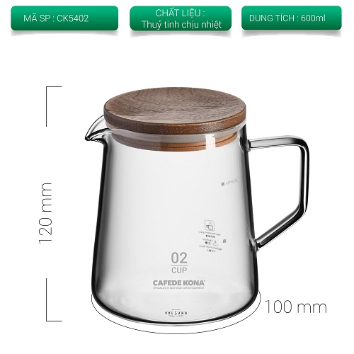 Bình thuỷ tinh phục vụ đựng cafe cà phê CAFE DE KONA