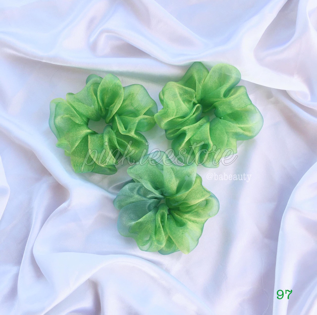 SCRUNCHIES VON KÍNH XANH ÁNH VÀNG - CỘT TÓC HOTTREND