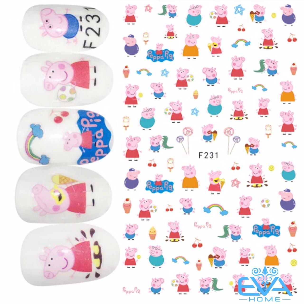 Miếng Dán Móng Tay 3D Nail Sticker Hoạt Hình Heo Peppa F231