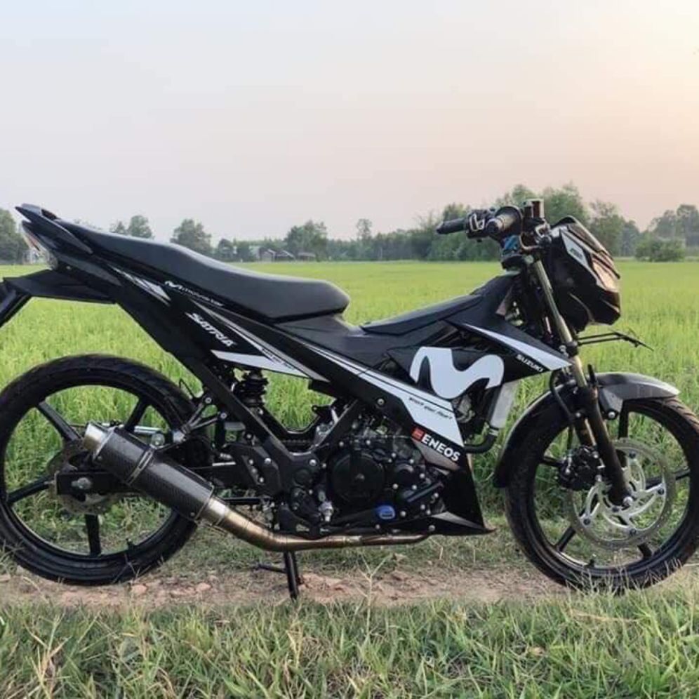 [HCM]Tem dán xe satria - raider   tem rời mẫu movistar dán xe đen