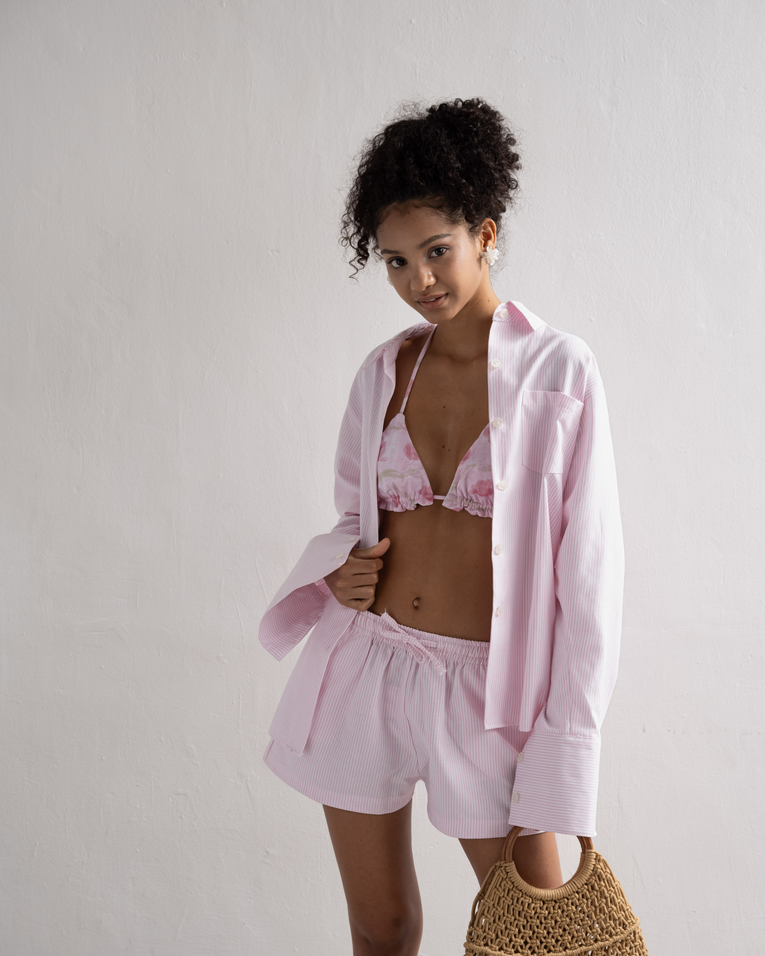 Set sơ mi nữ dáng oversized kẻ sọc Chemise Sọc - oula studios