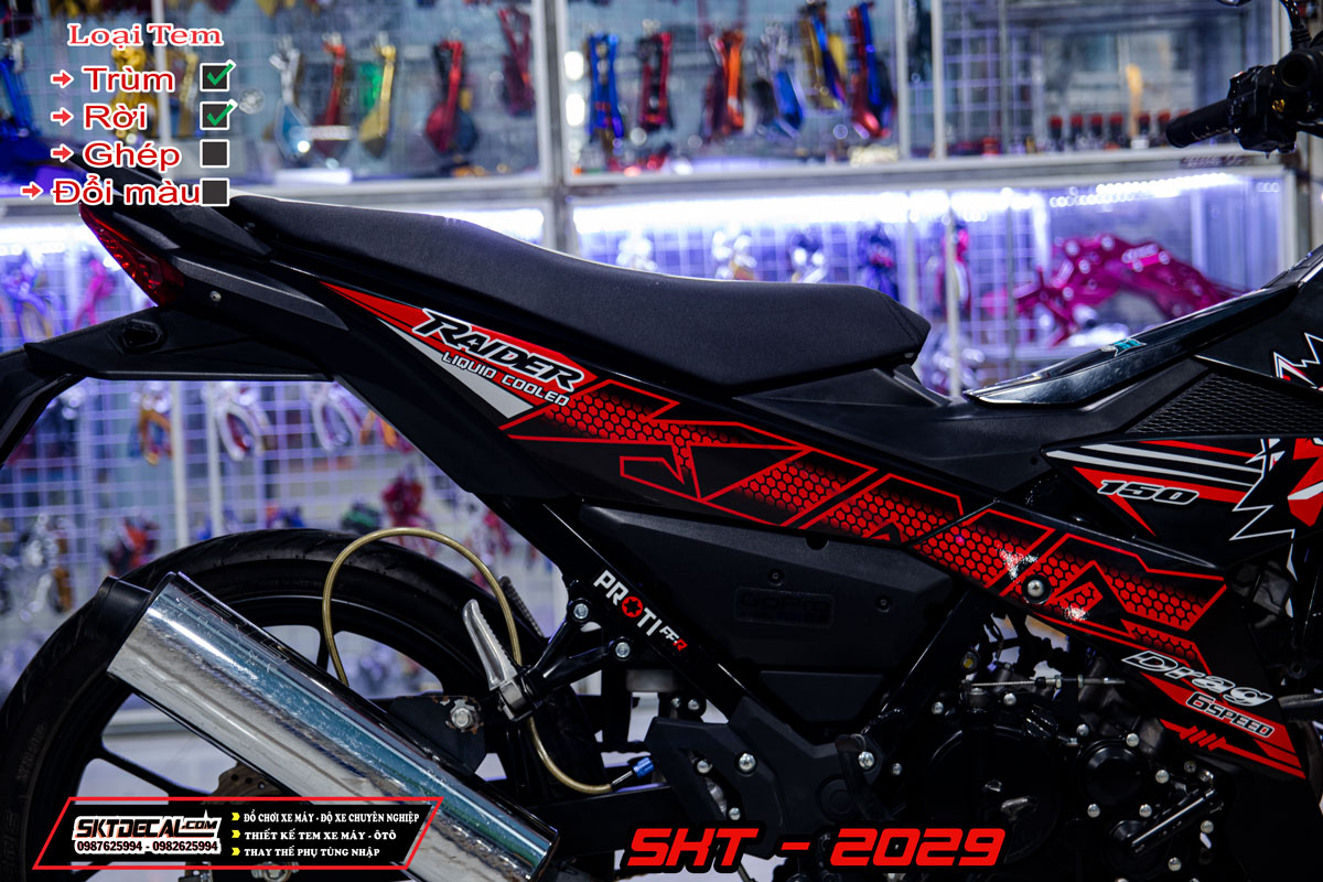 tem rời raider đen đỏ king drag