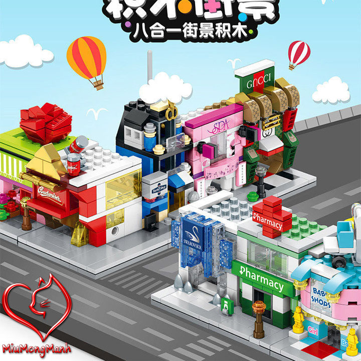 Cửa Hiệu Trên Đường Phố City Đồ Chơi Lắp Ráp Xếp Hình Lego Sembo