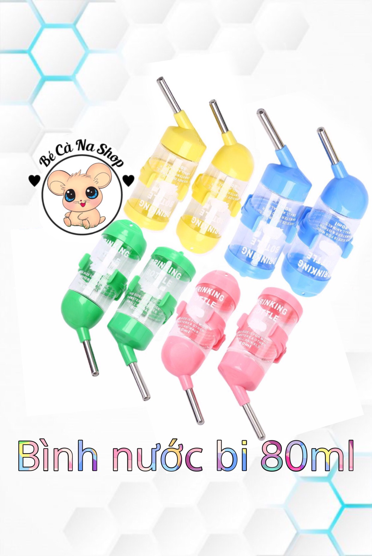 bình nước bi 80ml và 125ml cho hamster (hàng nhập khẩu xịn chống rỉ nước)