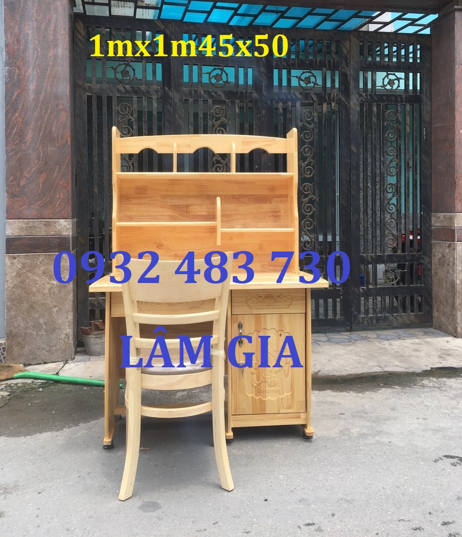 Bàn học sinh liền kệ gỗ 1m phờ ri ship HCM