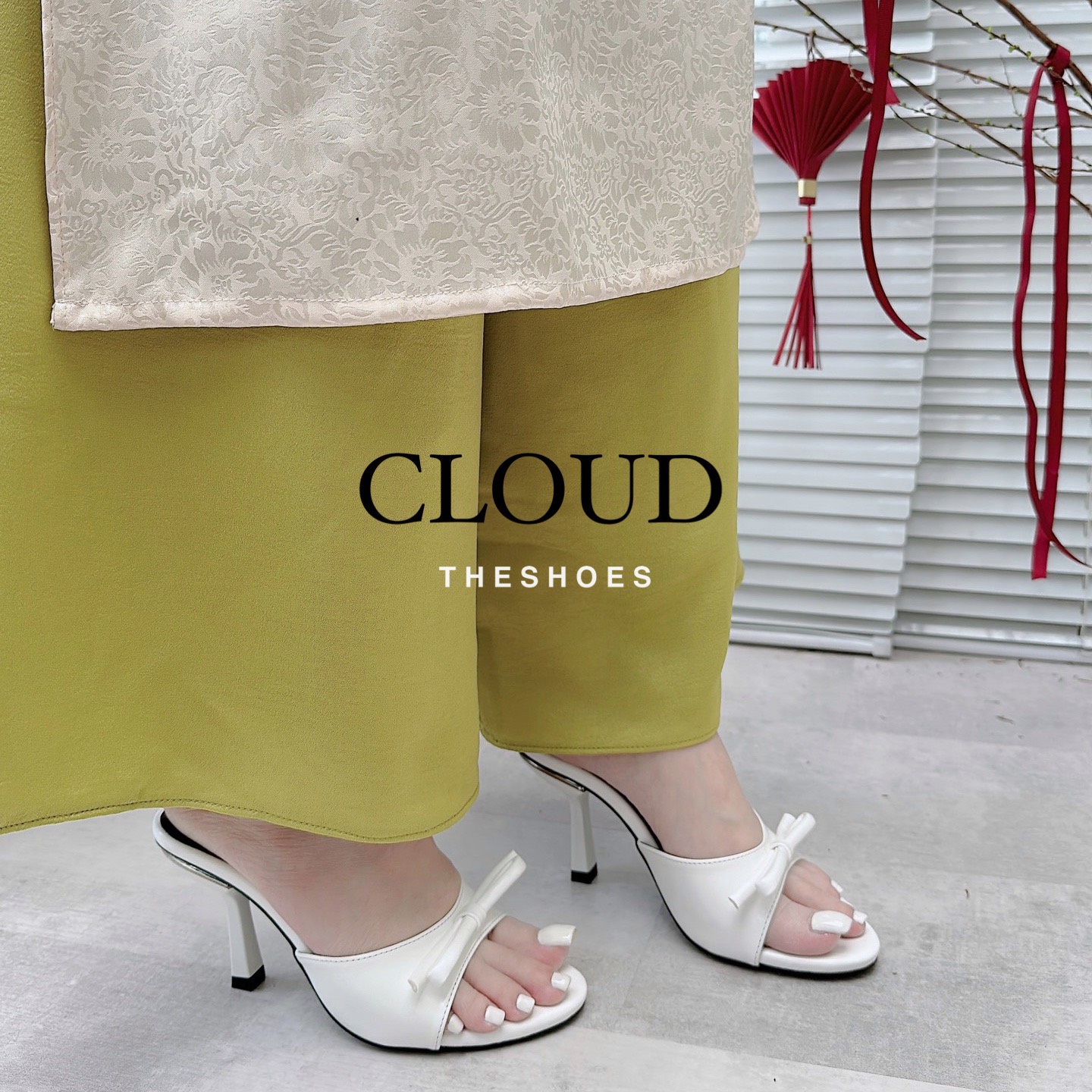 Giày cao gót nữ, giày cao 8cm gót nhọn đính nơ siêu xinh cho nữ Cloud The Shoes