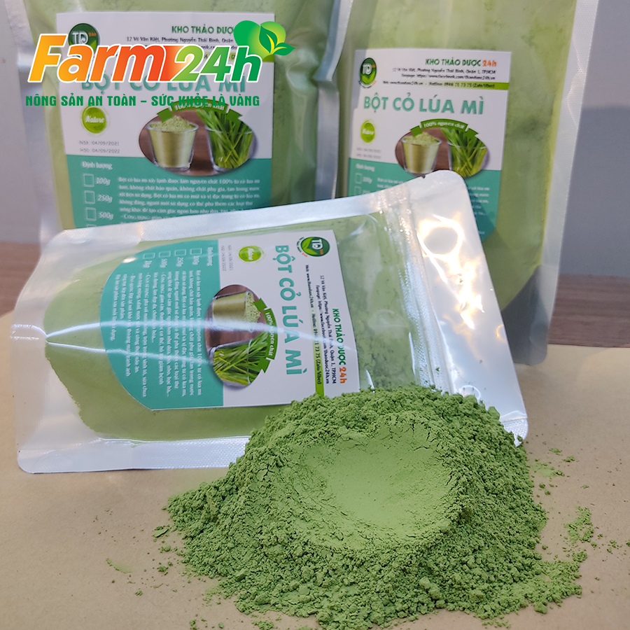 Bột cỏ lúa mì sấy nguyên chất 100%, ngăn ngừa lão hóa, detox cơ thể, tốt cho sức khỏe, sản xuất theo công nghệ Nhật Bản, chất lượng cao, giá tốt trên thị trường [250g - 500g - 1kg] I Farm24h