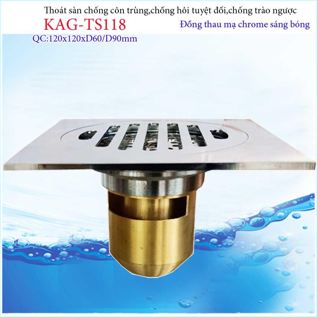 [HCM]Thoát sàn chống hôi nhà tắm 12x12cm KAG-TS118, phễu thoát sàn chống trào chống côn trùng thoát nước nhanh chặn tóc tốt