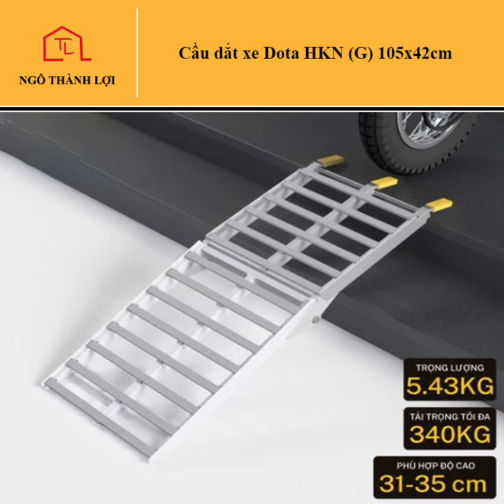 Cầu dắt xe máy hợp kim nhôm 105x42cm cho thềm nhà từ 31- 35cm