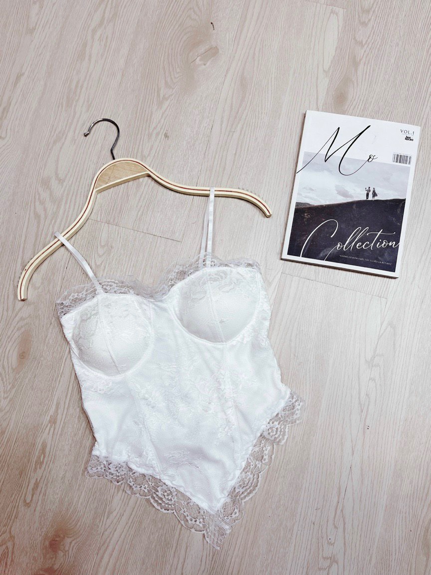 Áo 2 dây bra viền ren nhọn tà cực hot