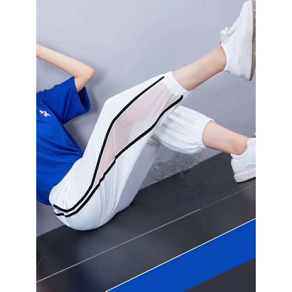 Quần jogger nữ - mẫu phối lưới sọc sườn