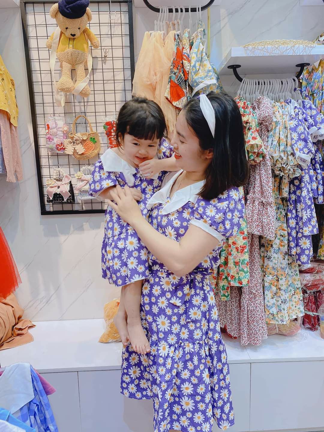 [ CÓ QUÀ TẶNG 💝] Đầm tiểu thư bé gái hoa tím trắng