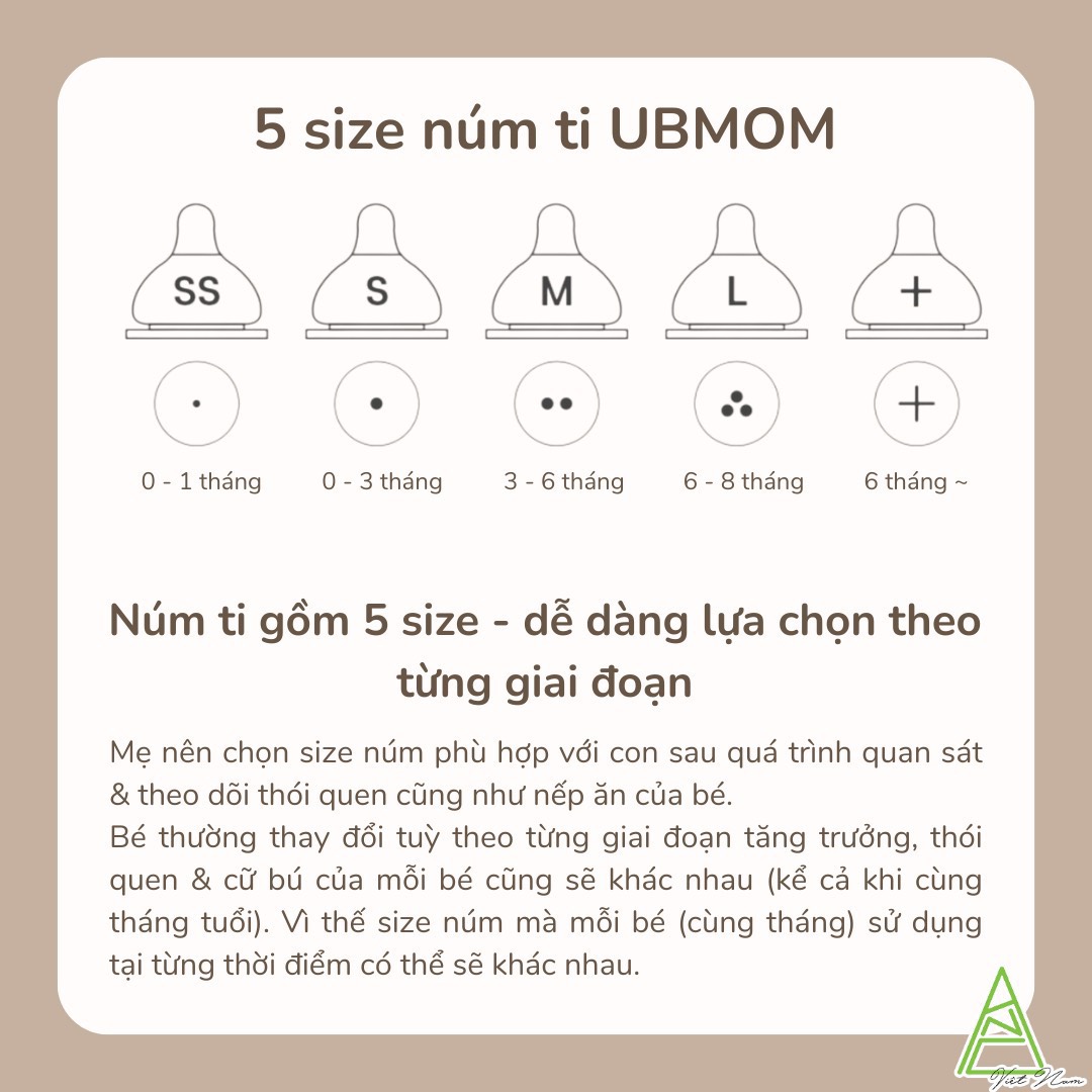 Núm ty bình sữa UBMOM Hàn Quốc (Mẫu 2023)