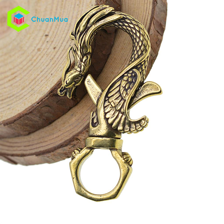 [Đồng Xịn] Móc Khóa Đồng Rồng Keychain Dargon ( Móc Khóa Đồng Thau Phong Thủy )