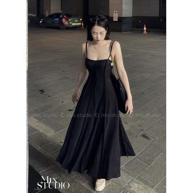 Đầm Xoè Dáng Dài Hai Dây Basic Siêu Hot 2023 CC138