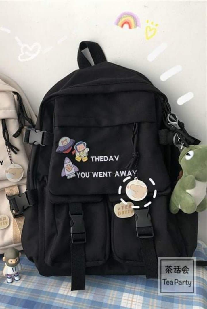 BALO IN STICKER DỄ THƯƠNG 2 TÚI VẢI DÙ