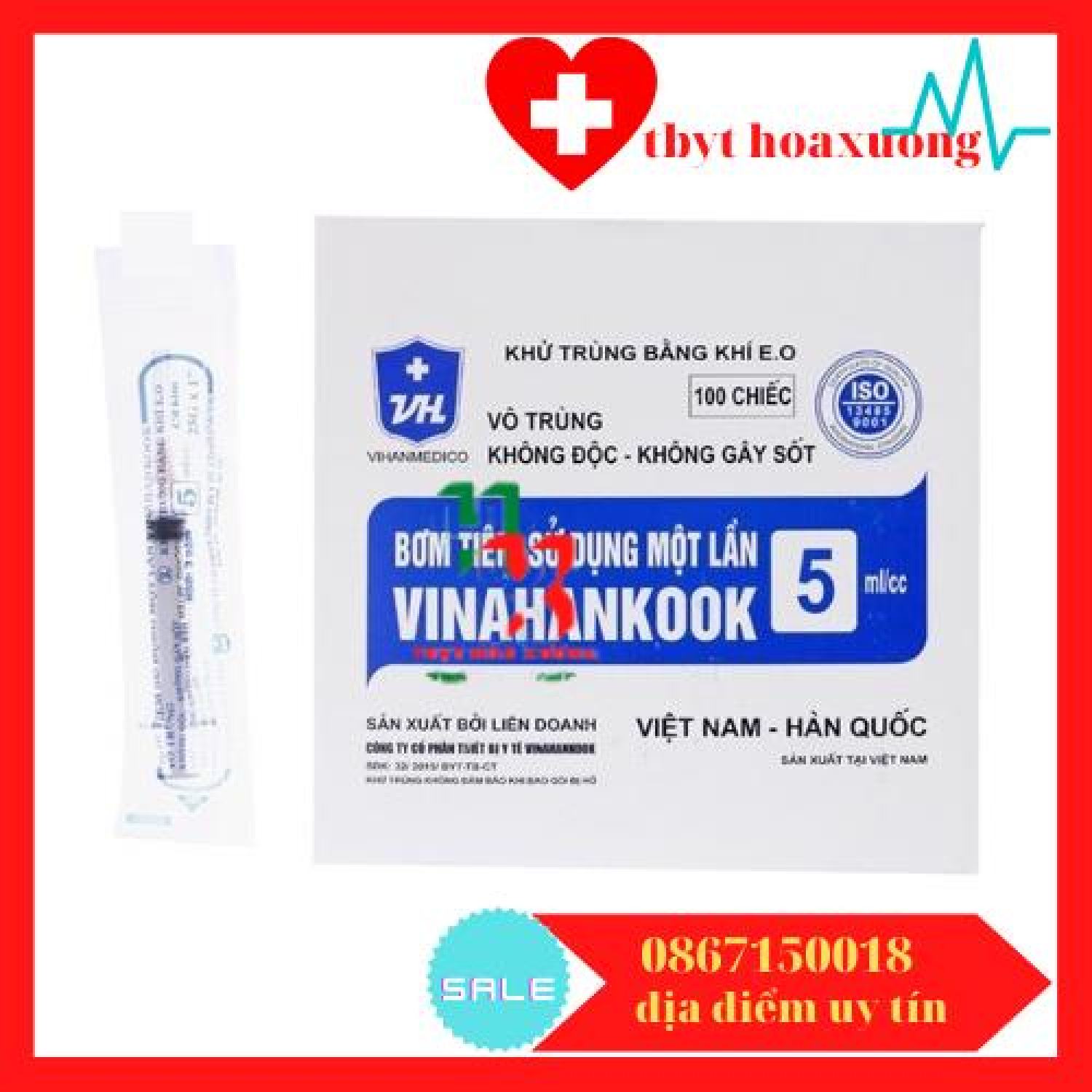[Bán lẻ 10 chiếc] Bơm tiêm 1 lần Vinahankook 5ml