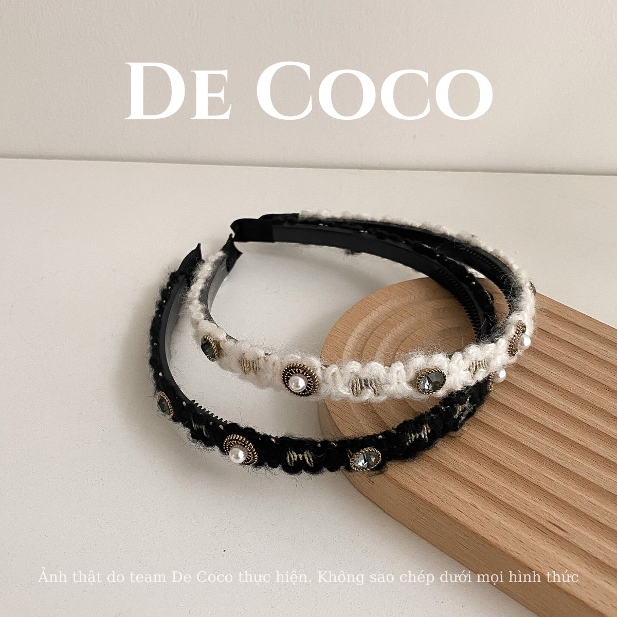Bờm tóc, băng đô dạ đính đá sang chảnh Abi De Coco
