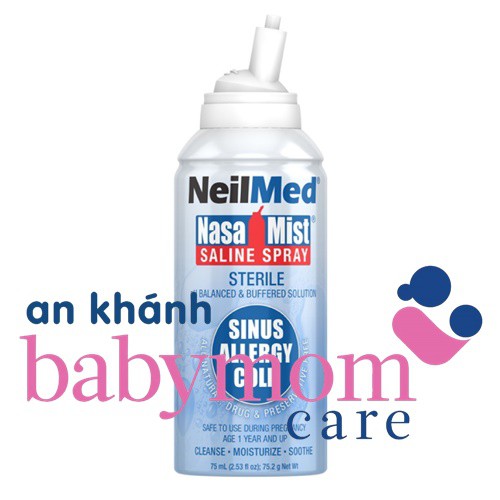 Xịt mũi Neilmed NasaMist 75g (Bình tách set)